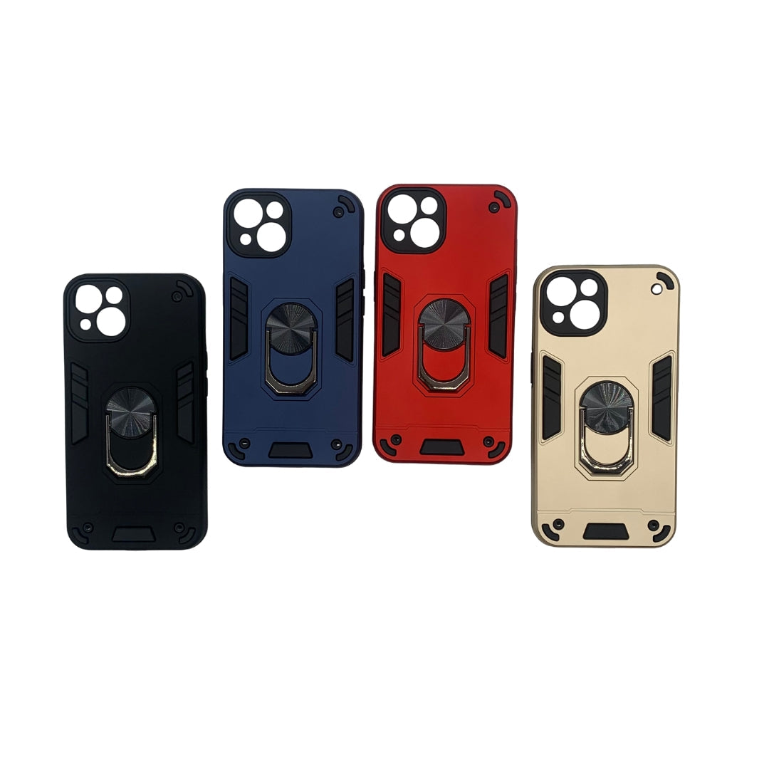 iPhone 13 Hard PC Shockproof Case with Ring Holder - Slim Back Cover