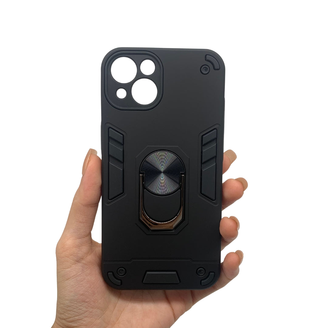 iPhone 13 Hard PC Shockproof Case with Ring Holder - Slim Back Cover