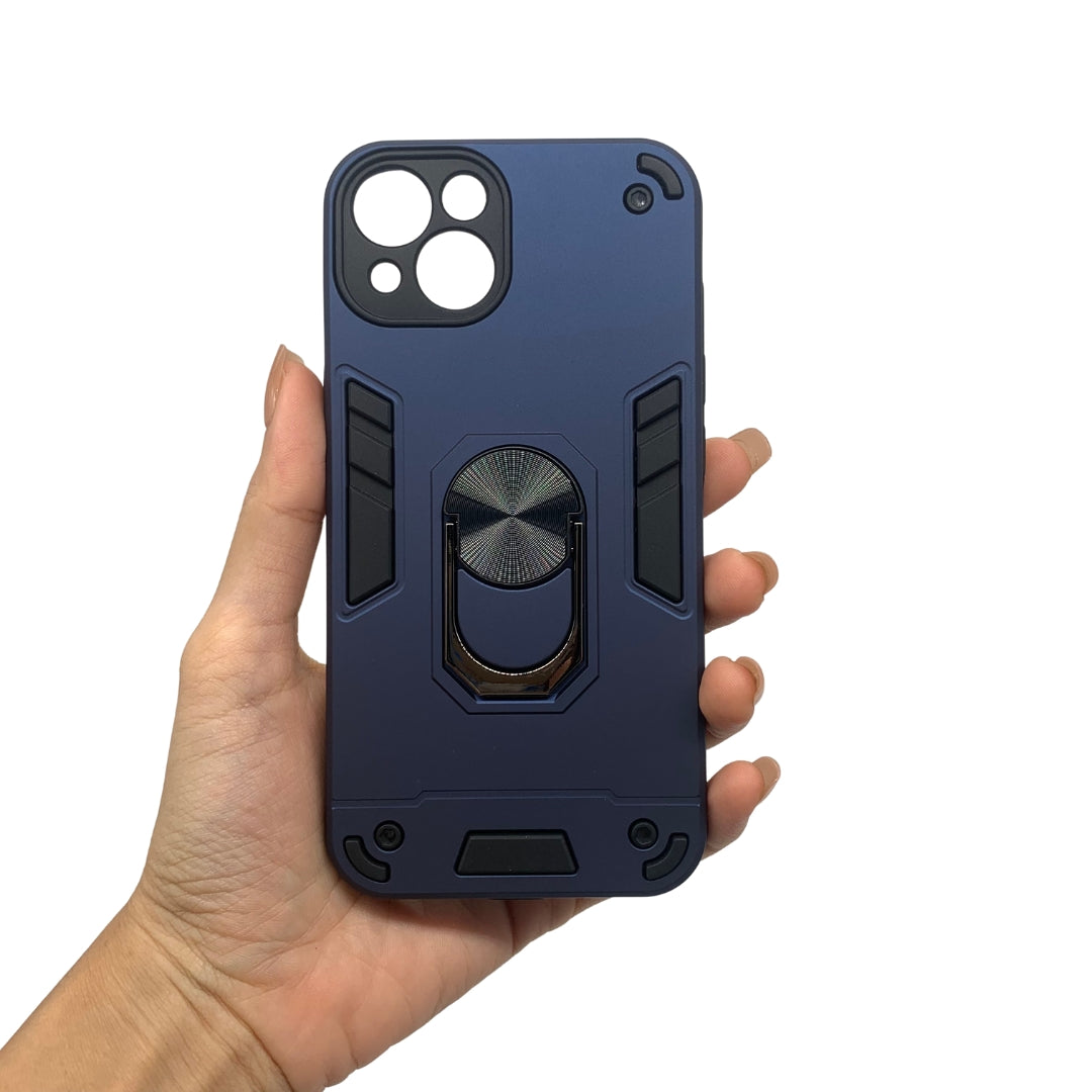 iPhone 13 Hard PC Shockproof Case with Ring Holder - Slim Back Cover