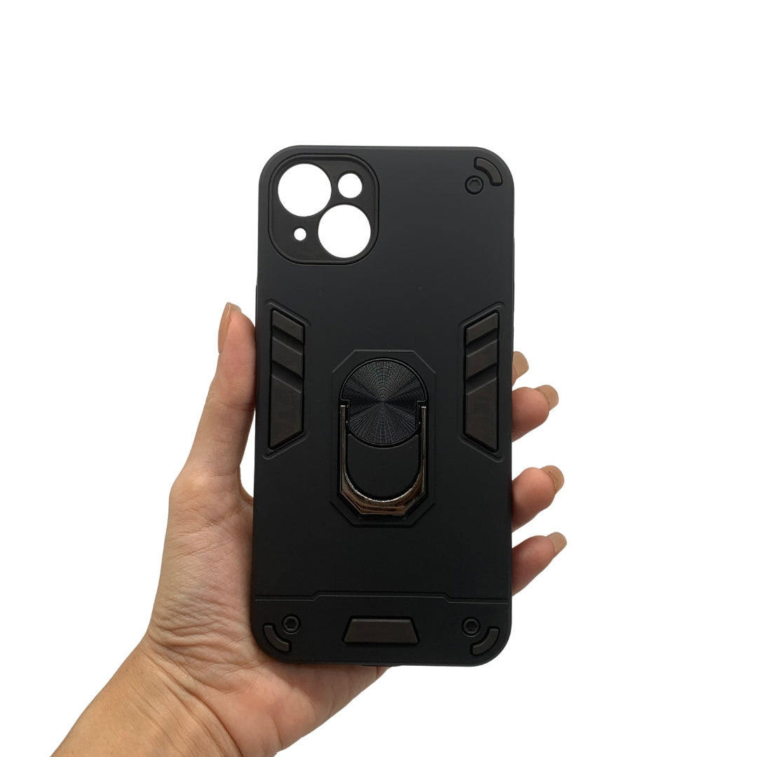 iPhone 15 Plus Hard PC Shockproof Case with Ring Holder - Slim Back Cover