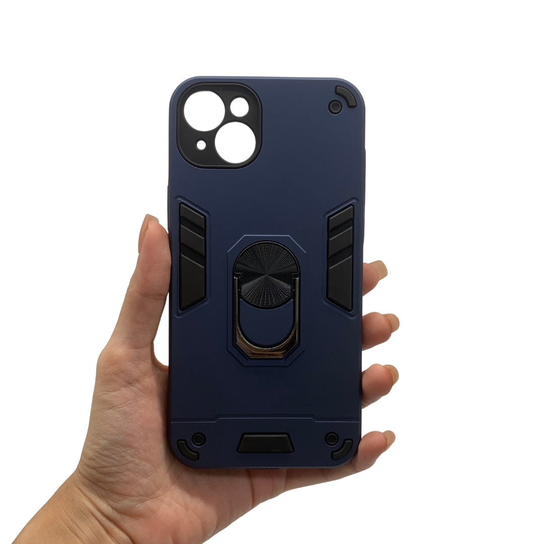 iPhone 15 Plus Hard PC Shockproof Case with Ring Holder - Slim Back Cover