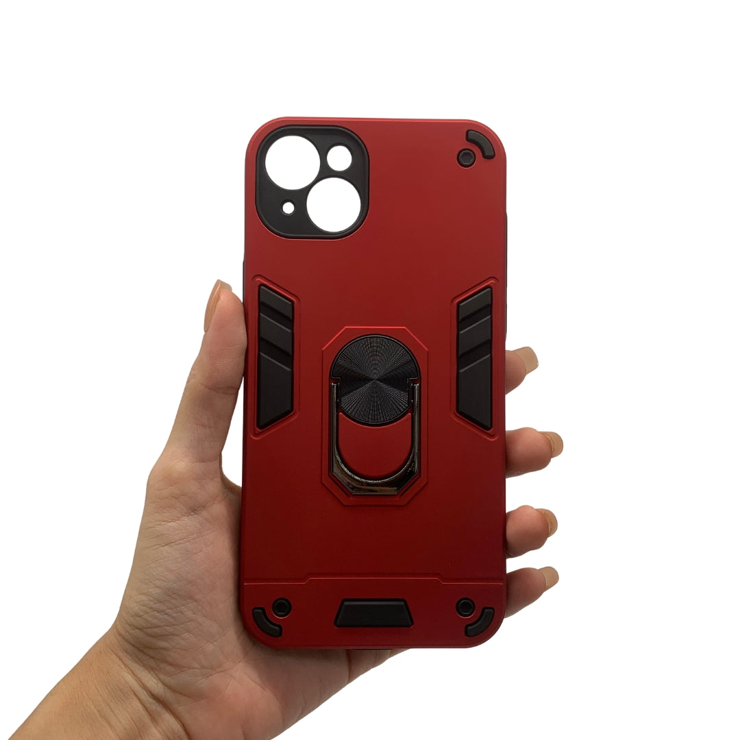 iPhone 15 Plus Hard PC Shockproof Case with Ring Holder - Slim Back Cover
