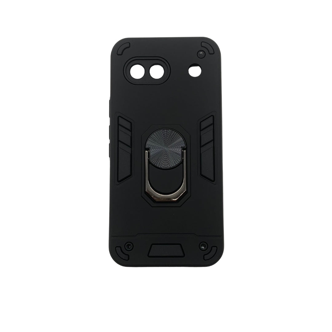 Pixel 8A Hard PC Case - Shockproof Slim Cover w/ Metal Ring Holder