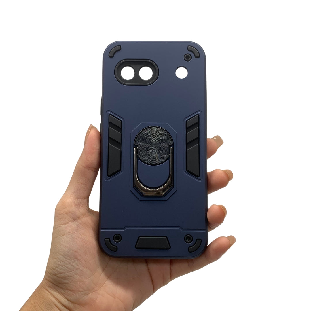 Pixel 8A Hard PC Case - Shockproof Slim Cover w/ Metal Ring Holder