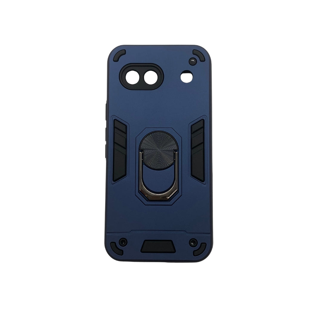 Pixel 8A Hard PC Case - Shockproof Slim Cover w/ Metal Ring Holder