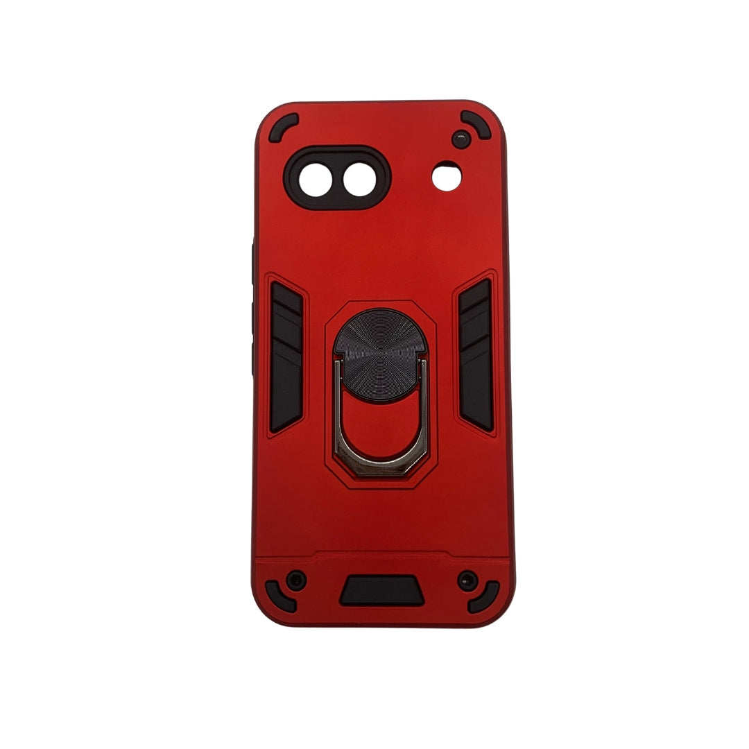 Pixel 8A Hard PC Case - Shockproof Slim Cover w/ Metal Ring Holder