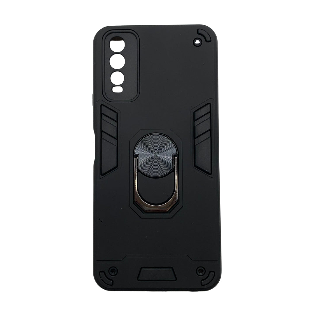 Vivo Y12s Hard PC Case with Ring Holder - Shockproof Armour Back Cover