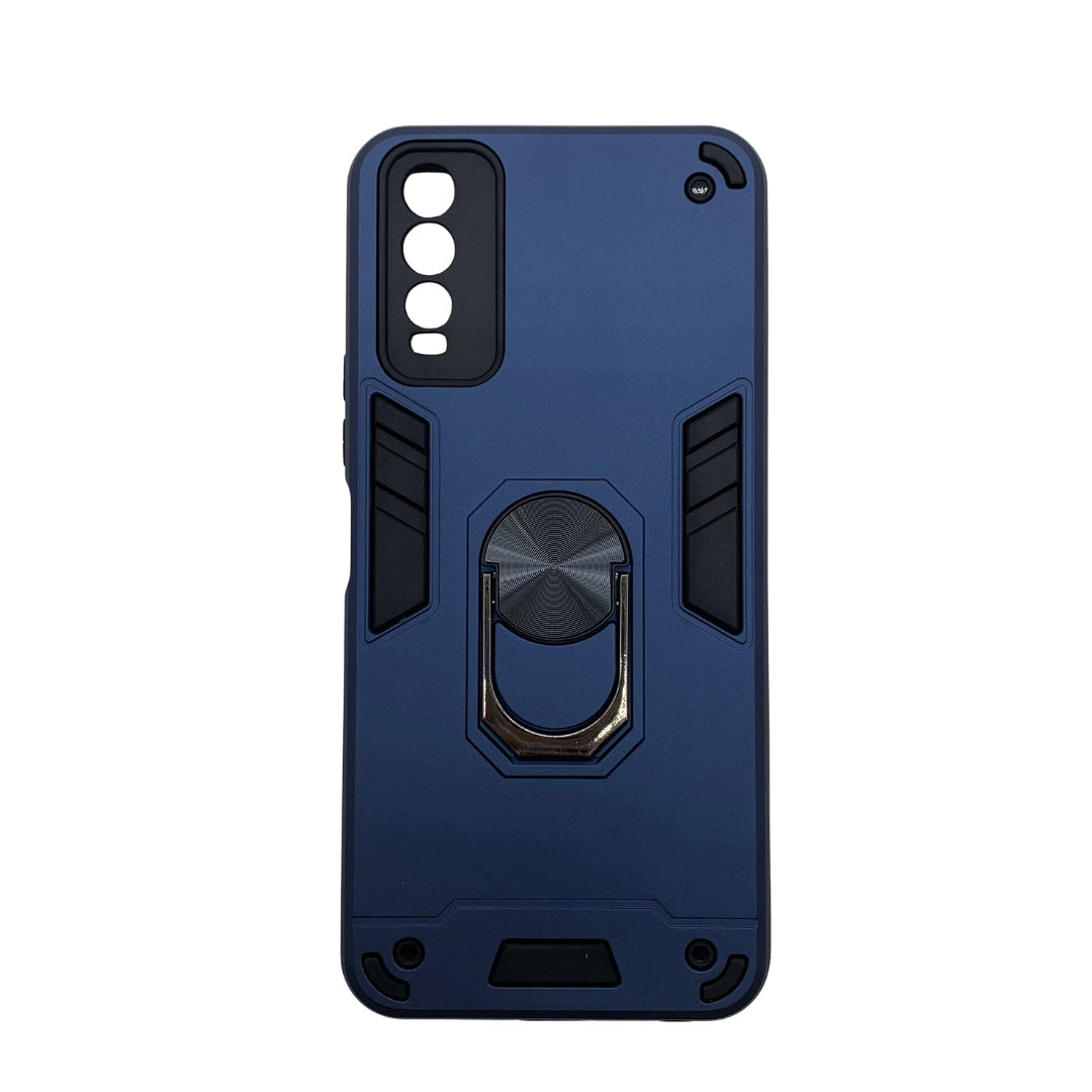 Vivo Y12s Hard PC Case with Ring Holder - Shockproof Armour Back Cover