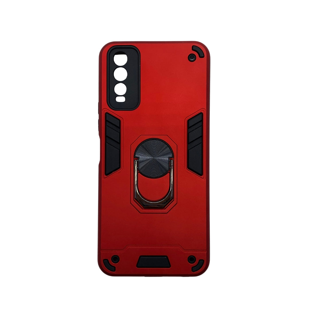 Vivo Y12s Hard PC Case with Ring Holder - Shockproof Armour Back Cover
