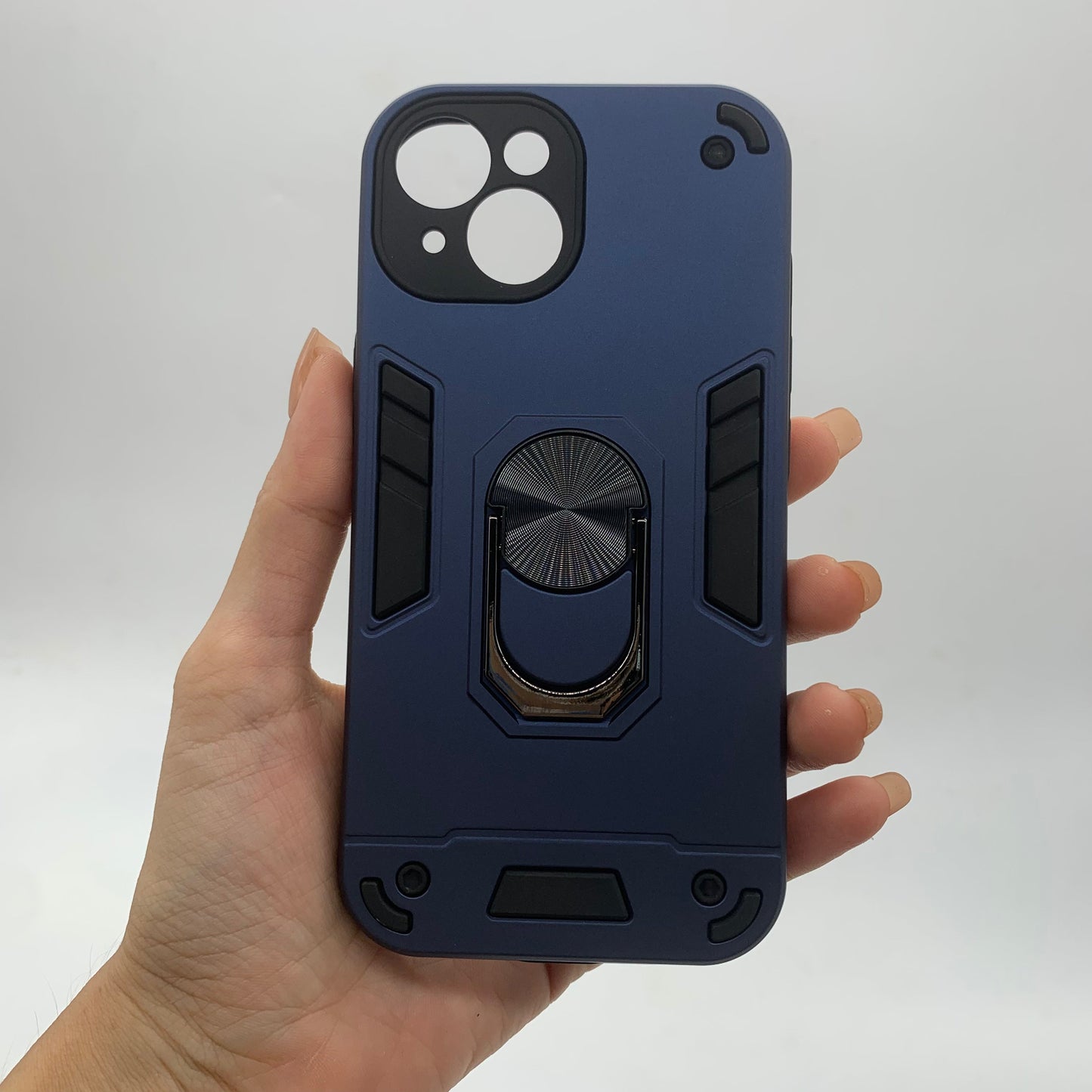 iPhone 15 Hard PC Shockproof Slim Ring Holder Case