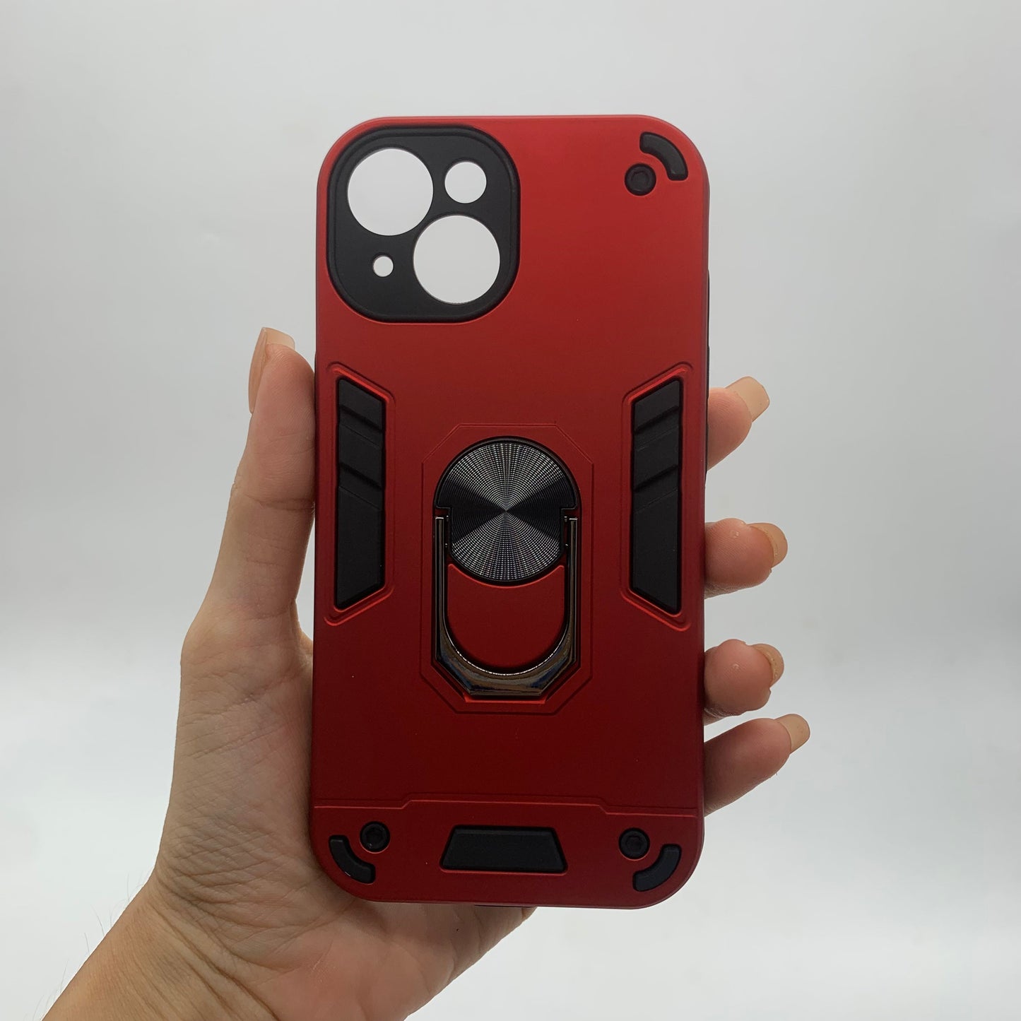 iPhone 15 Hard PC Shockproof Slim Ring Holder Case