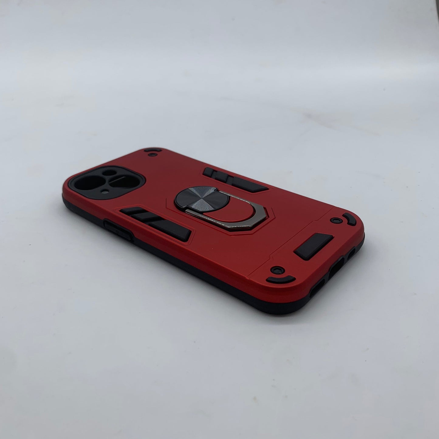 iPhone 15 Hard PC Shockproof Slim Ring Holder Case