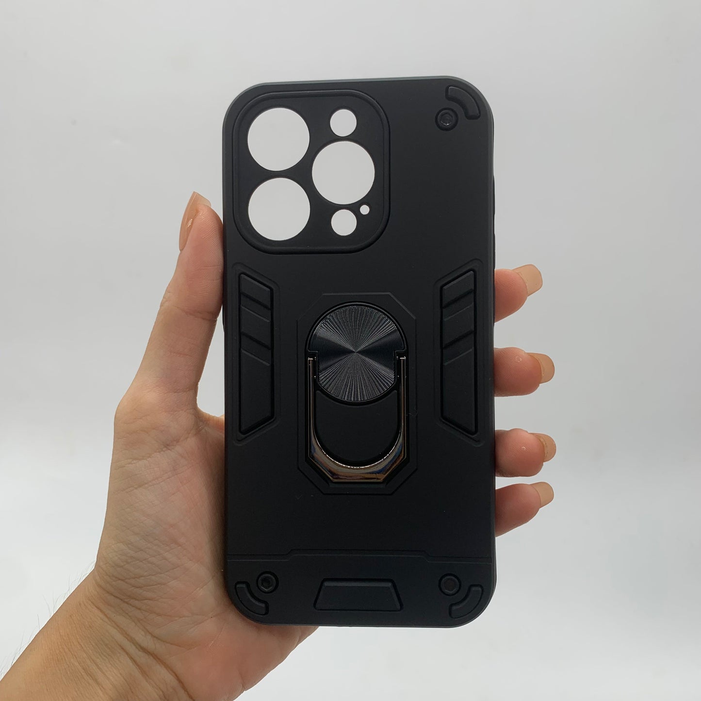iPhone 15 Pro Hard PC Case with Ring Holder | Shockproof Slim Cover
