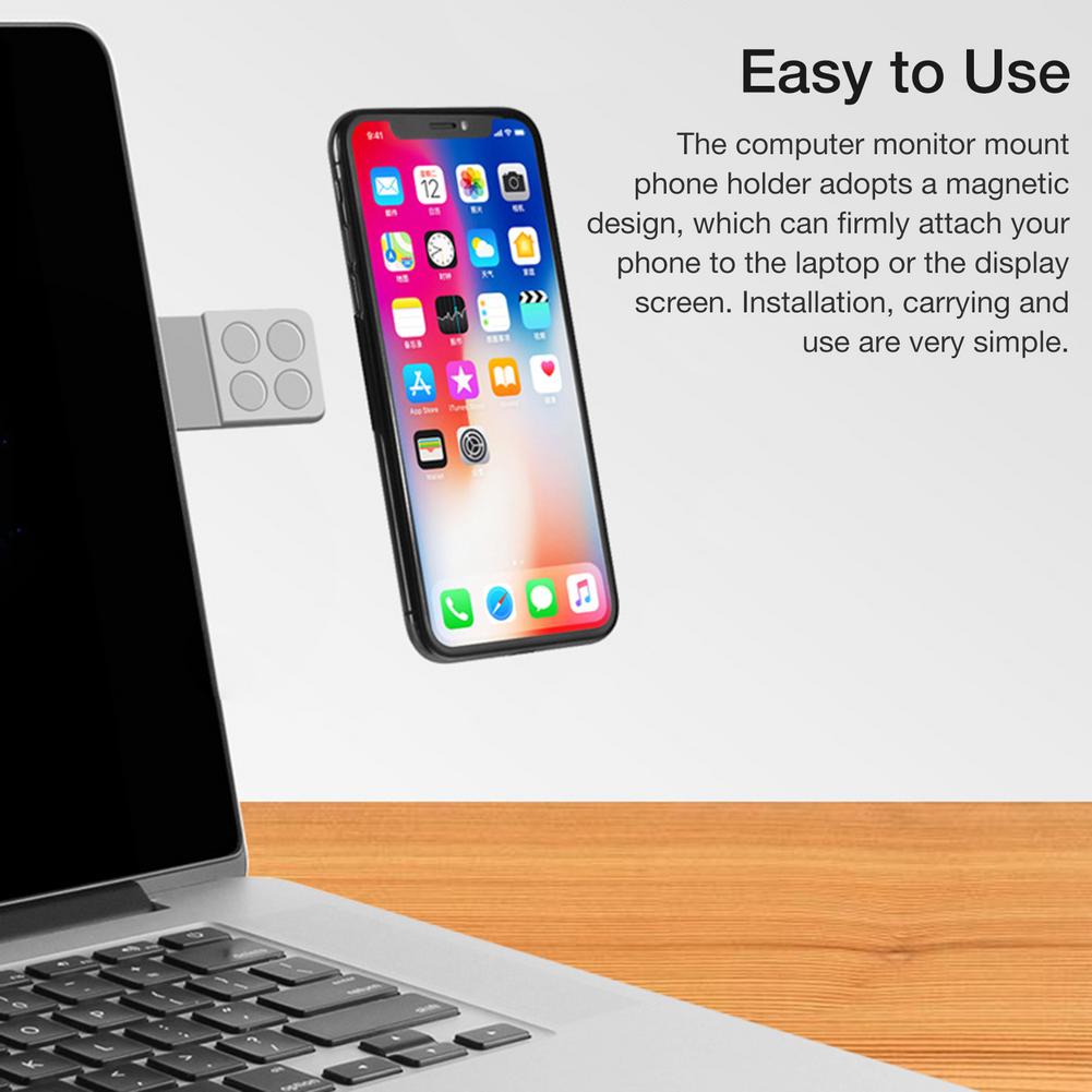 Adjustable Magnetic Folding Laptop Screen Support and Phone/Tablet Side Mount Holder Bracket
