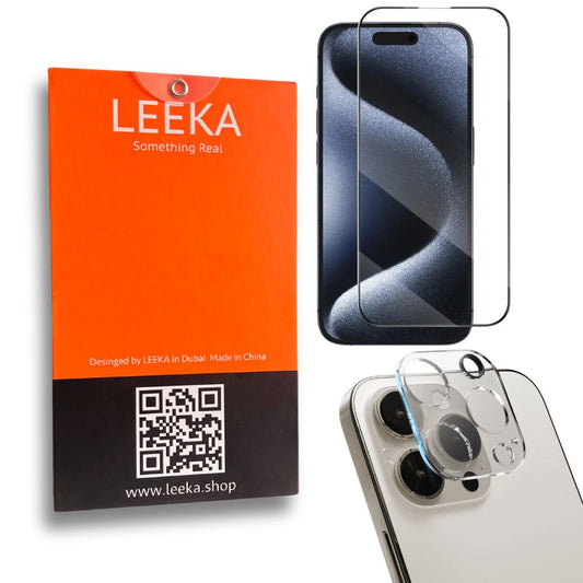 LEEKA Apple iPhone 16 Pro Max Supreme Quality HD Tempered Glass & Camera Lens Glass Screen Protector