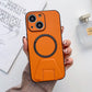 iPhone 14 Magsafe Wireless Charging Mobile Phone Leather Case Buckle Ring Stand Back Cover