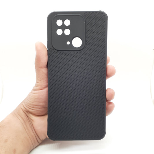 Redmi 10C Carbon Fiber texture Hard Rubber armour back cover shock-porof case