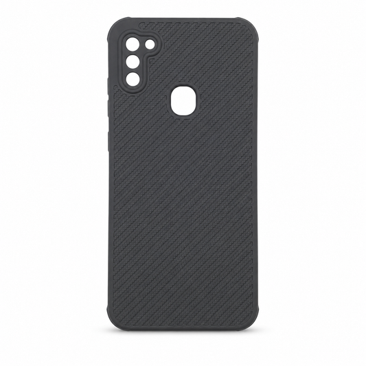 Samsung A11 Carbon Fiber texture Hard Rubber armour back cover shock-porof case