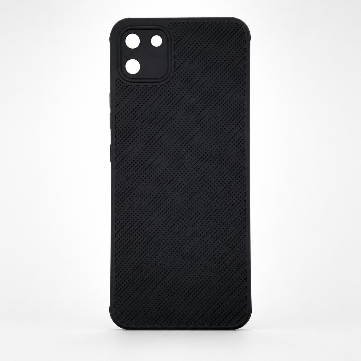 Realme C11 Carbon Fiber texture Hard Rubber armour back cover shock-porof case