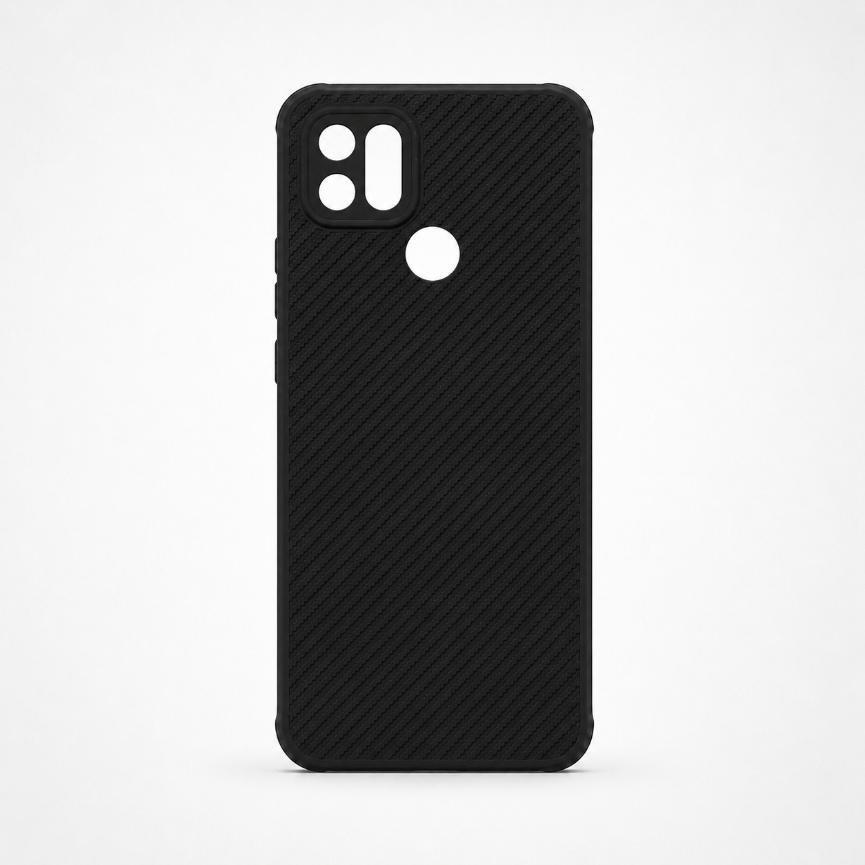 OPPO A15 Carbon Fiber texture Hard Rubber armour back cover shock-porof case