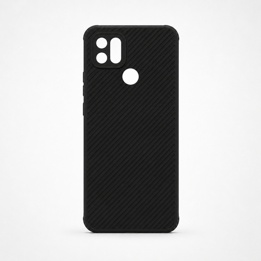OPPO A15 Carbon Fiber texture Hard Rubber armour back cover shock-porof case