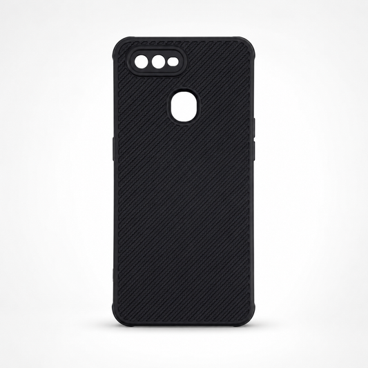 OPPO A5s Carbon Fiber texture Hard Rubber armour back cover shock-porof case