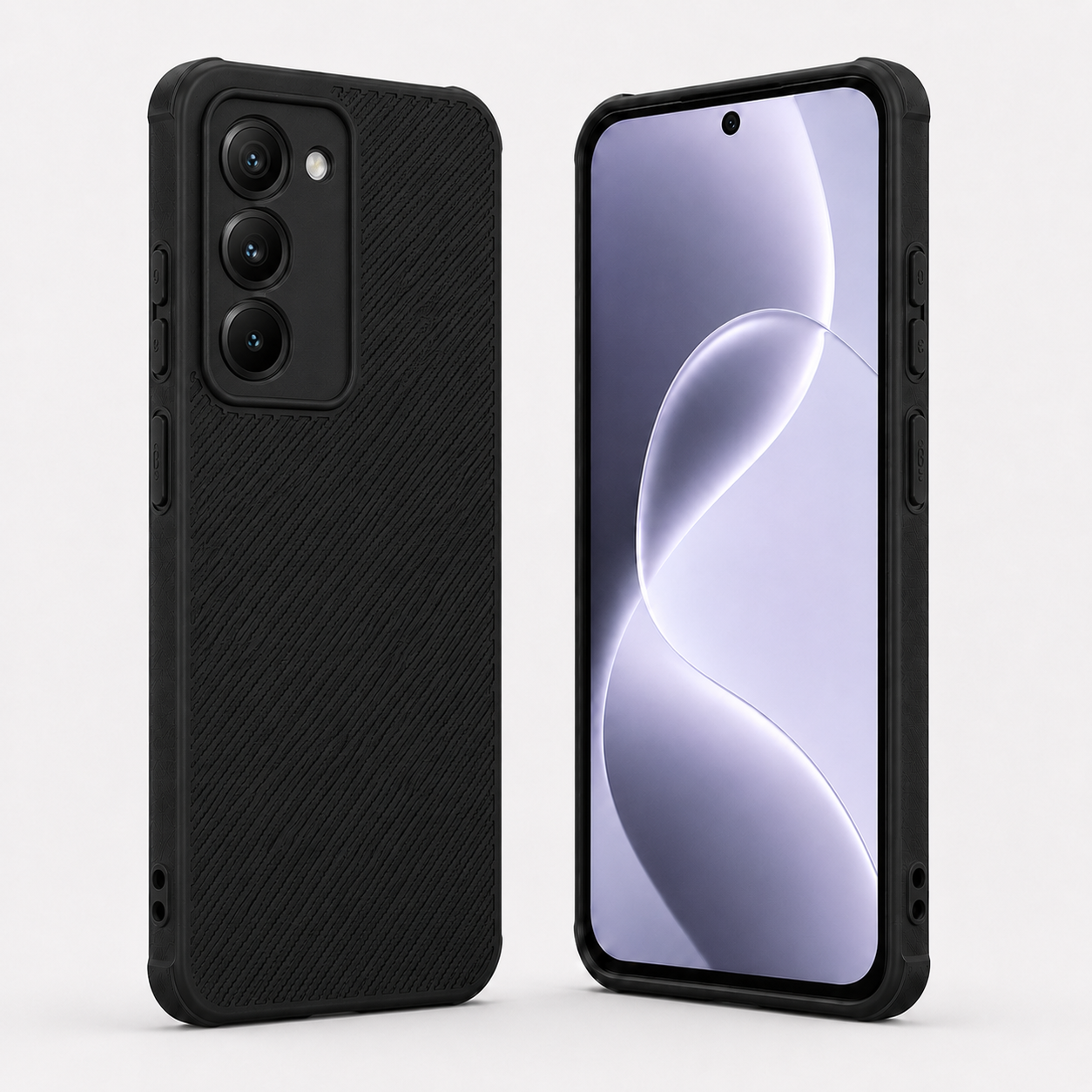 Redmi 15 4G Carbon Fiber texture Hard Rubber armour back cover shock-porof case
