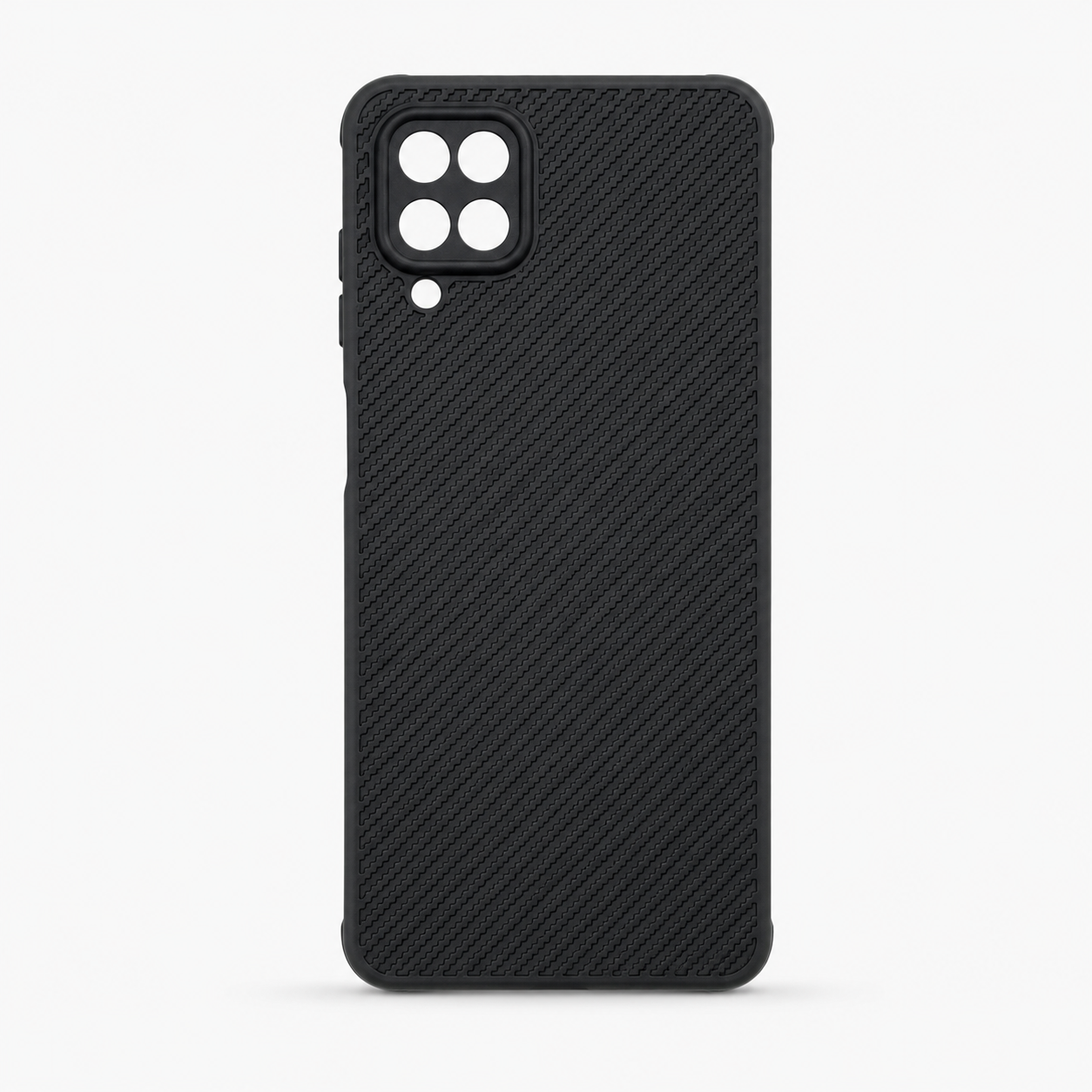 Samsung A12 Carbon Fiber texture Hard Rubber armour back cover shock-porof case