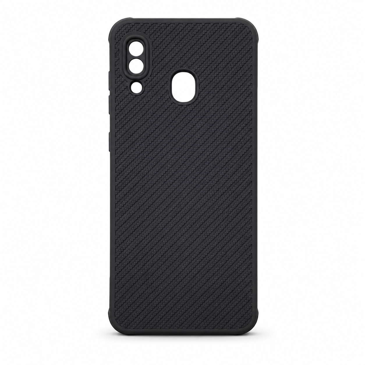 Samsung A20 Carbon Fiber texture Hard Rubber armour back cover shock-porof case