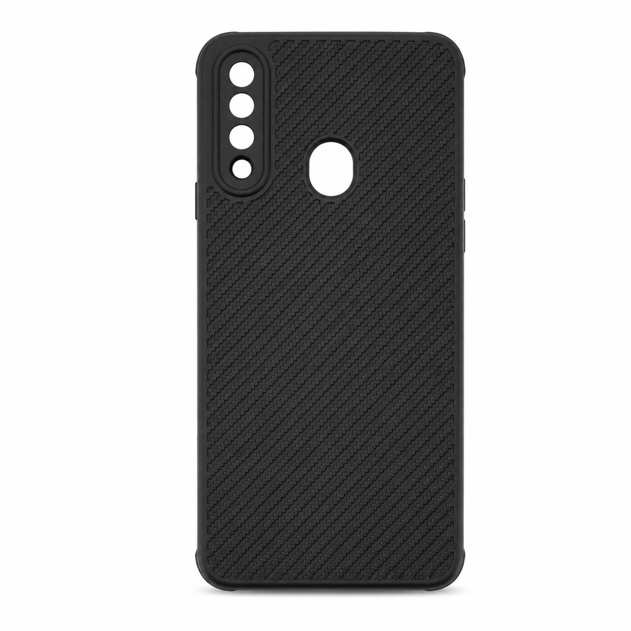 Samsung A20s Carbon Fiber texture Hard Rubber armour back cover shock-porof case