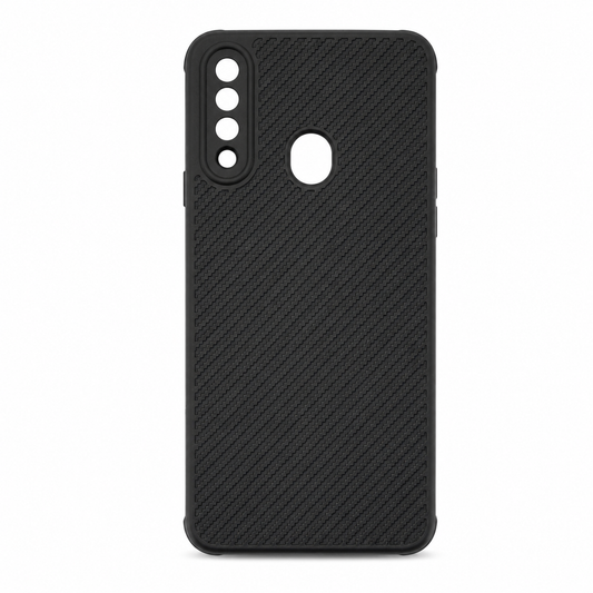 Samsung A20s Carbon Fiber texture Hard Rubber armour back cover shock-porof case
