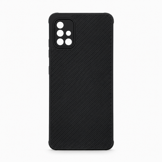 Samsung A51 Carbon Fiber texture Hard Rubber armour back cover shock-porof case