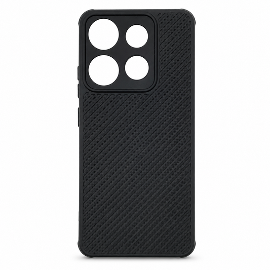 infinix Smart 7 Carbon Fiber texture Hard Rubber armour back cover shock-porof case