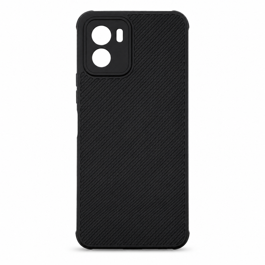 Vivo Y15s Carbon Fiber texture Hard Rubber armour back cover shock-porof case