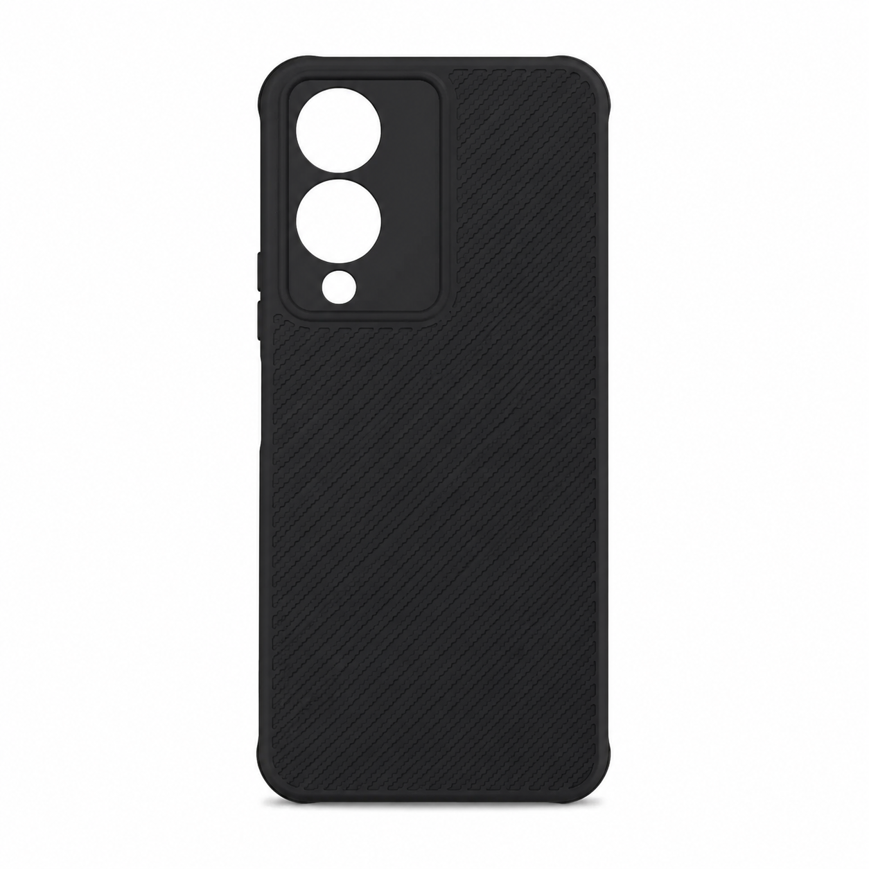 Vivo Y17s Carbon Fiber texture Hard Rubber armour back cover shock-porof case