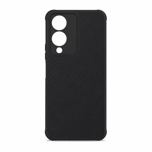 Vivo Y17s Carbon Fiber texture Hard Rubber armour back cover shock-porof case