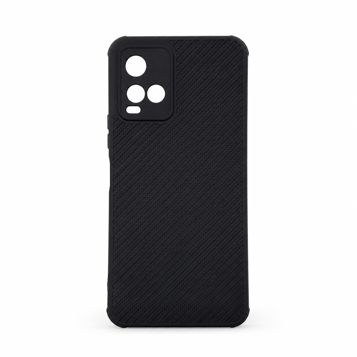 Vivo Y21 Carbon Fiber texture Hard Rubber armour back cover shock-porof case