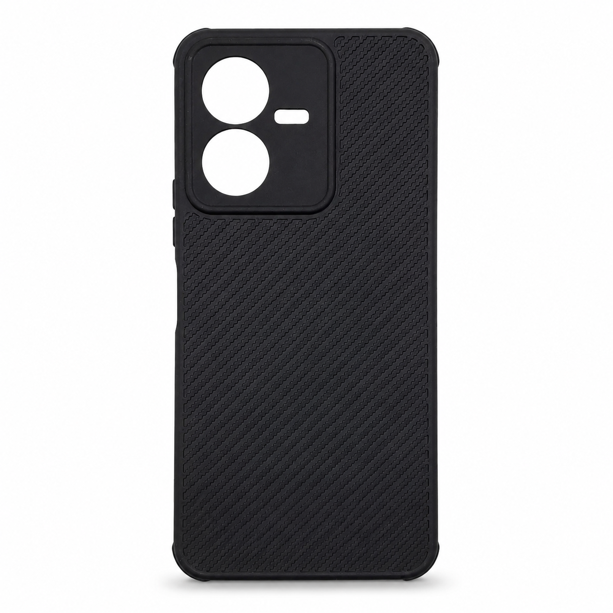 Vivo Y22 Carbon Fiber texture Hard Rubber armour back cover shock-porof case