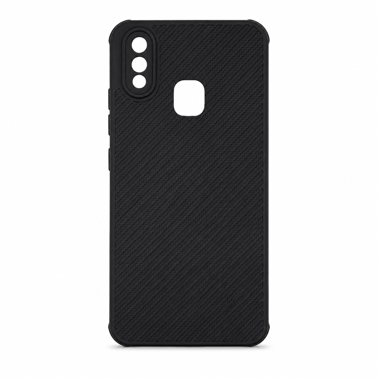 Vivo Y91 Carbon Fiber texture Hard Rubber armour back cover shock-porof case