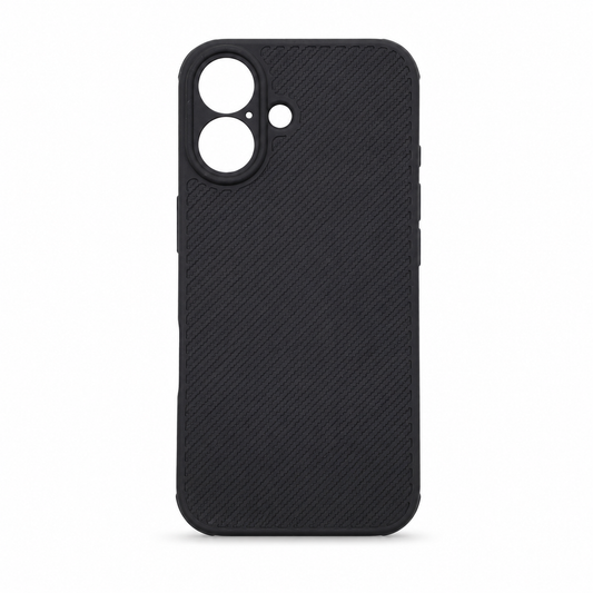 iPhone 16 Carbon Fiber texture Hard Rubber armour back cover shock-porof case