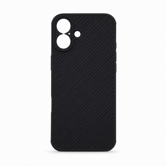 iPhone 16 Plus Carbon Fiber texture Hard Rubber armour back cover shock-porof case