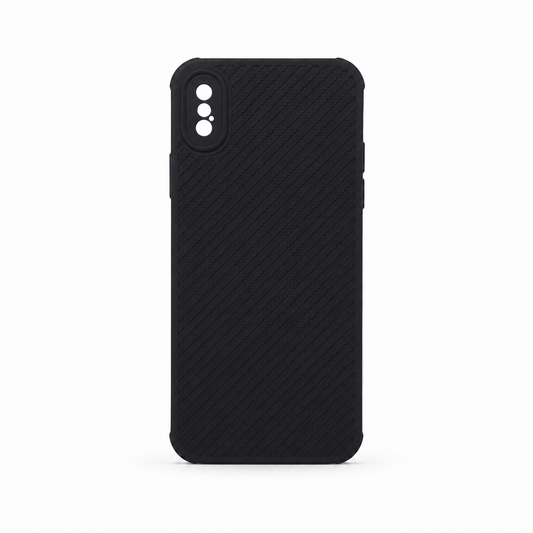 iPhone X Carbon Fiber texture Hard Rubber armour back cover shock-porof case