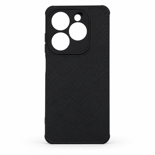 infinix Smart 8 Carbon Fiber texture Hard Rubber armour back cover shock-porof case