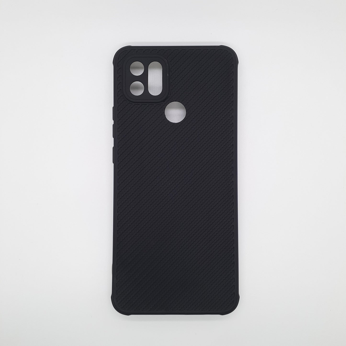 OPPO A15 Carbon Fiber texture Hard Rubber armour back cover shock-porof case