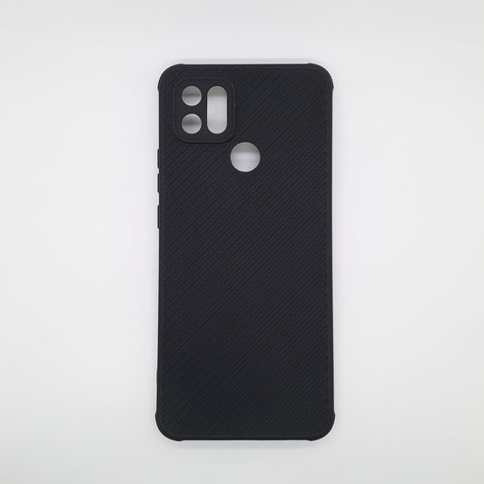 OPPO A15 Carbon Fiber texture Hard Rubber armour back cover shock-porof case