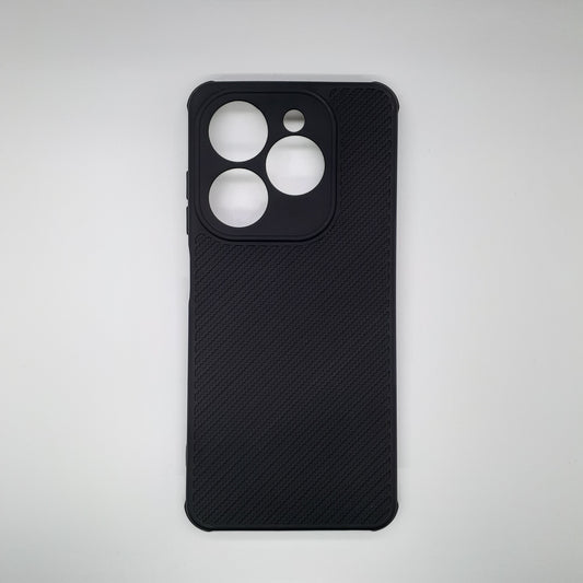 infinix Smart 8 Carbon Fiber texture Hard Rubber armour back cover shock-porof case