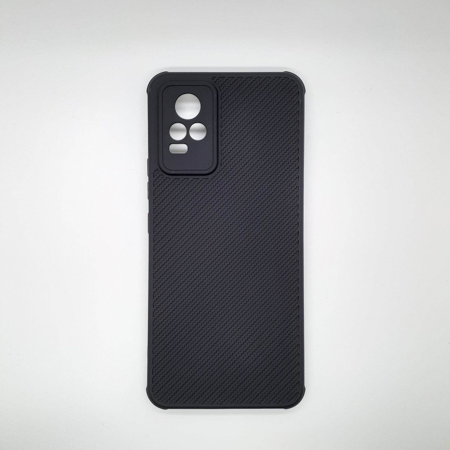 Vivo V21e Carbon Fiber texture Hard Rubber armour back cover shock-porof case