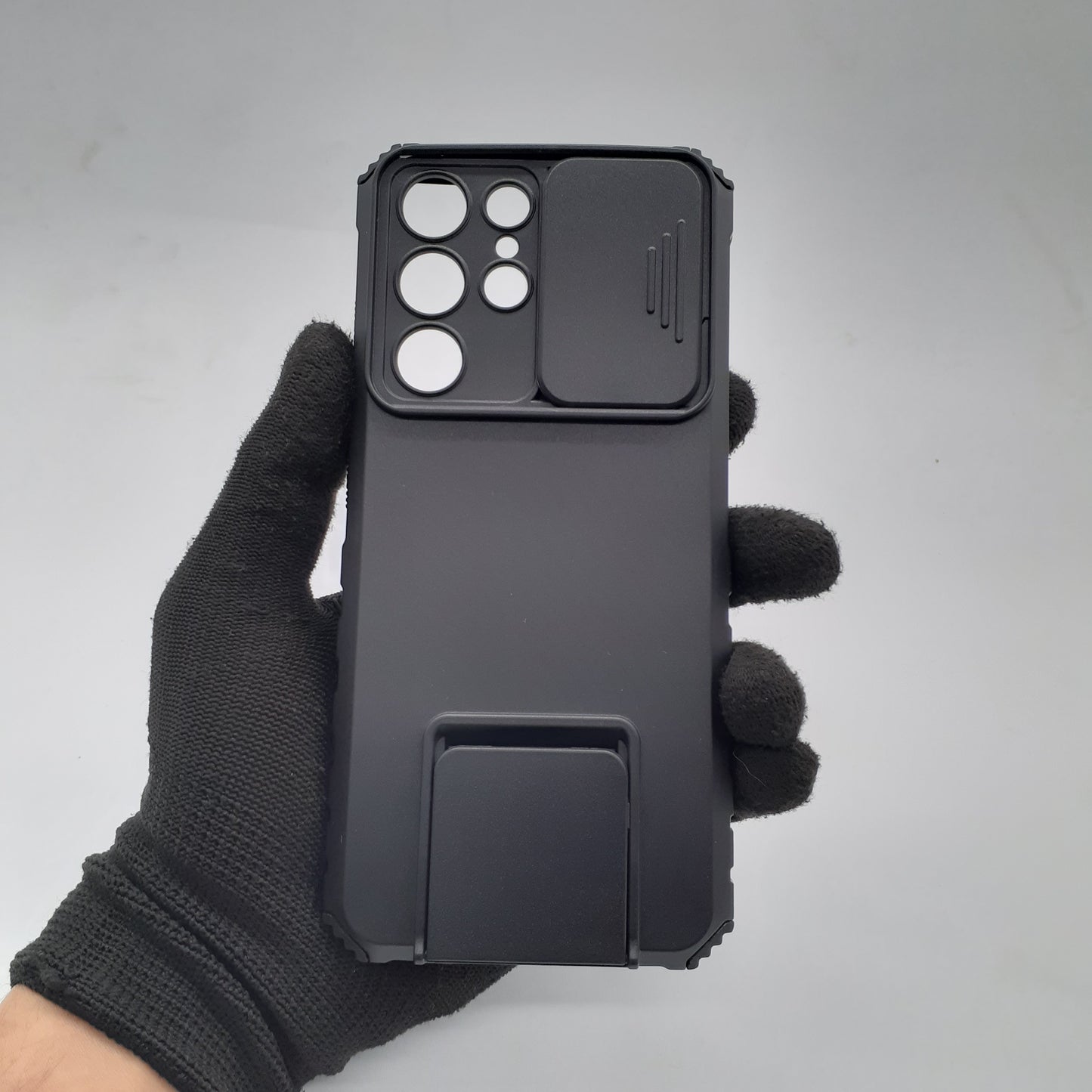 Samsung S21 Ultra Case Sliding Camera Cover Kickstand Shockproof Full Body Armor Black