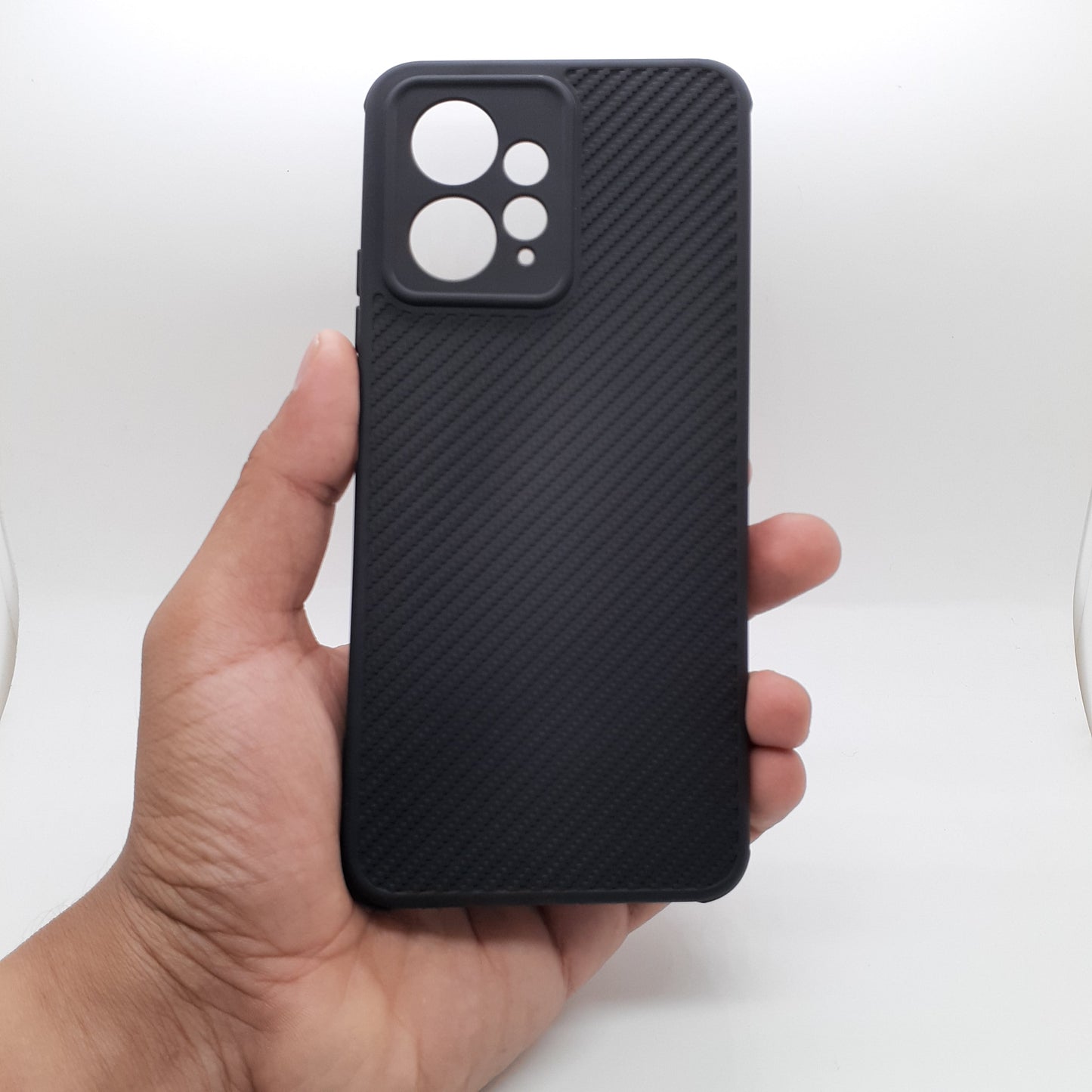 Redmi Note 12 Carbon Fiber texture Hard Rubber armour back cover shock-porof case