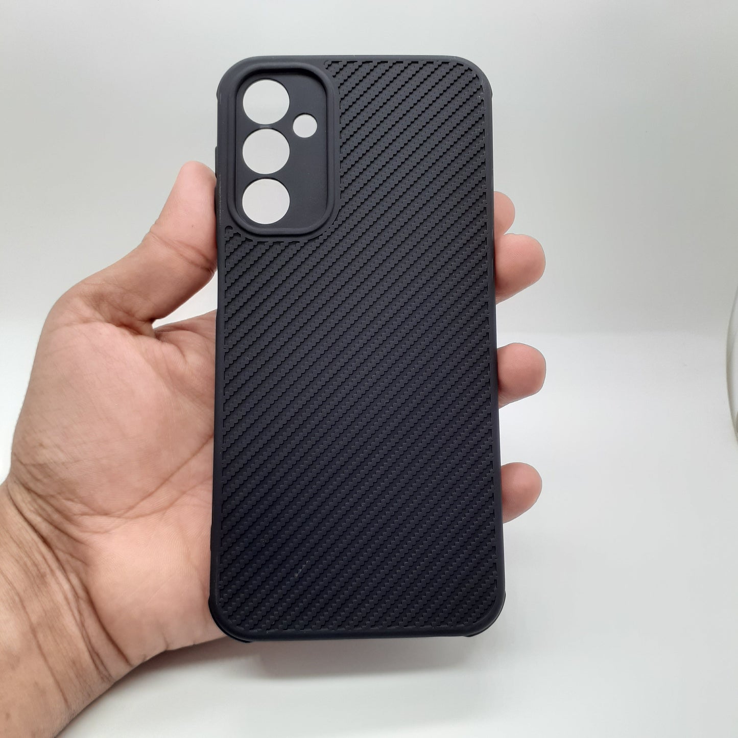 Samsung A24 Carbon Fiber texture Hard Rubber armour back cover shock-porof case